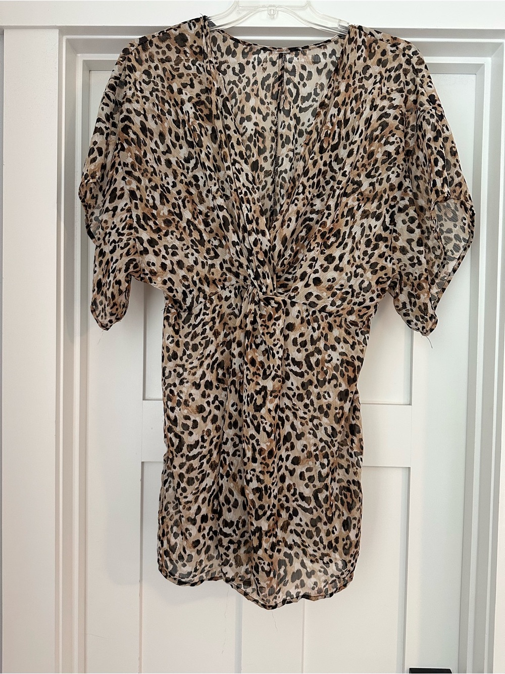 Leopard Print Tie-Front Swim Coverup